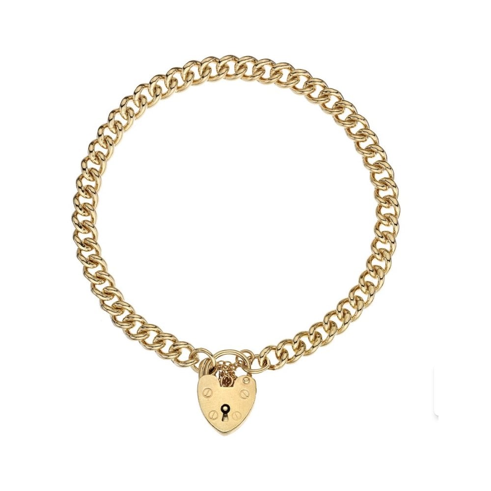 9ct Yellow Gold Curb Charm Bracelet, 4.8mm