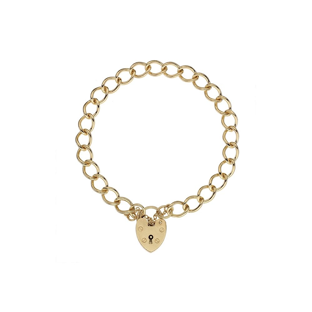 9ct Yellow Gold Curb Charm Bracelet, 7mm