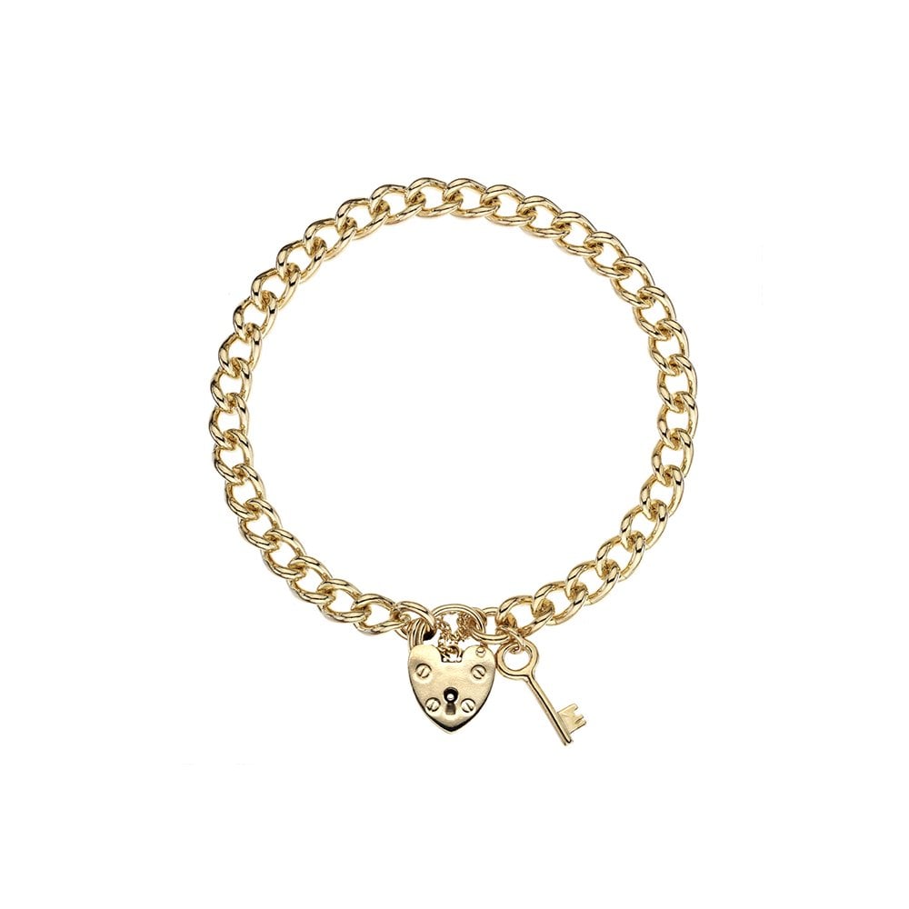 9ct Yellow Gold Curb Charm Bracelet, 6.3mm