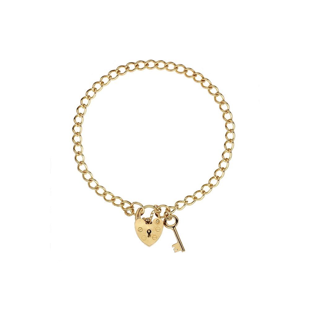 9ct Yellow Gold Curb Charm Bracelet, 4mm