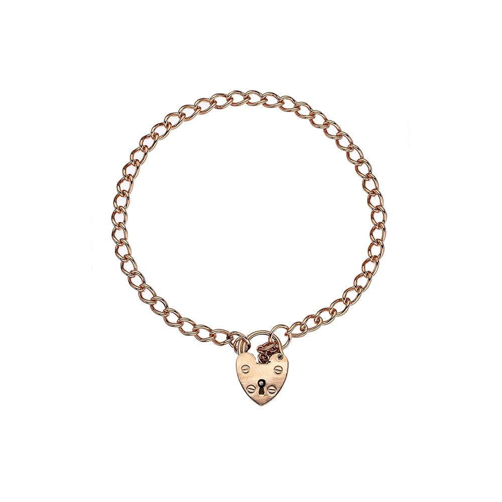 9ct Rose Gold Curb Charm Bracelet, 4mm