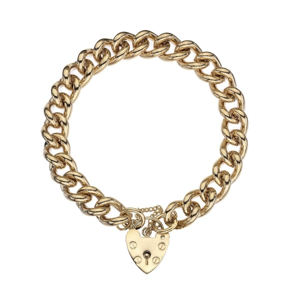 9ct Yellow Gold Curb Charm Bracelet, 10mm