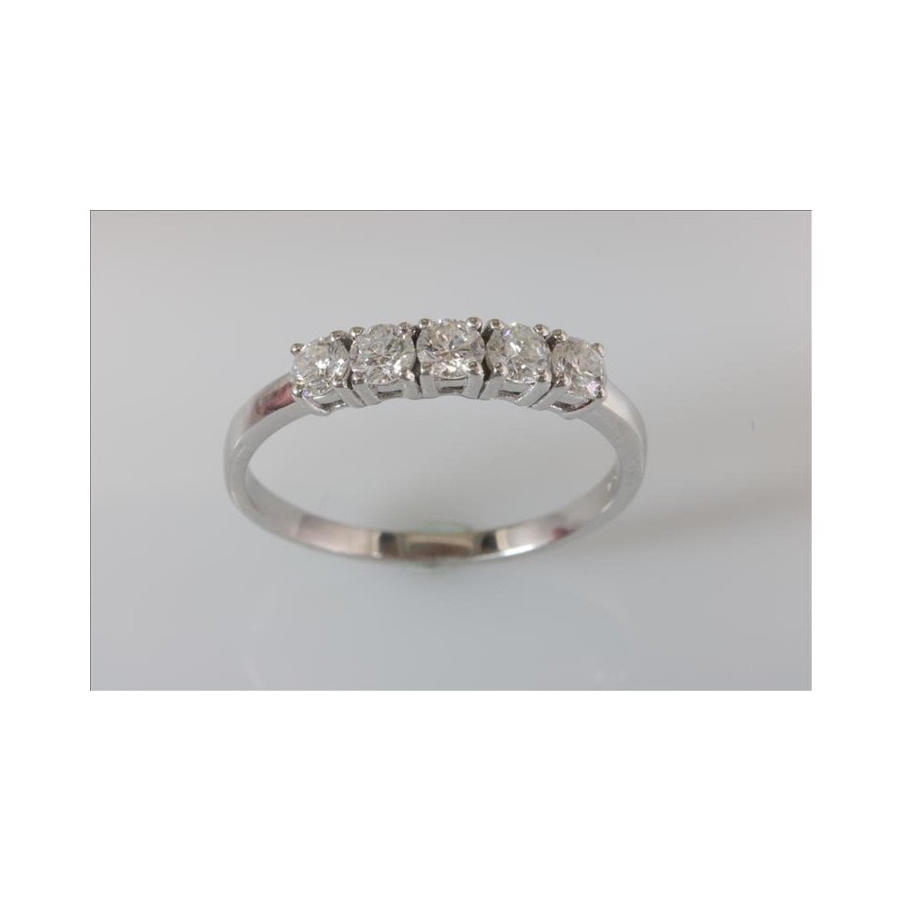 18ct White Gold Five Stone Diamond Ring 0.75ct