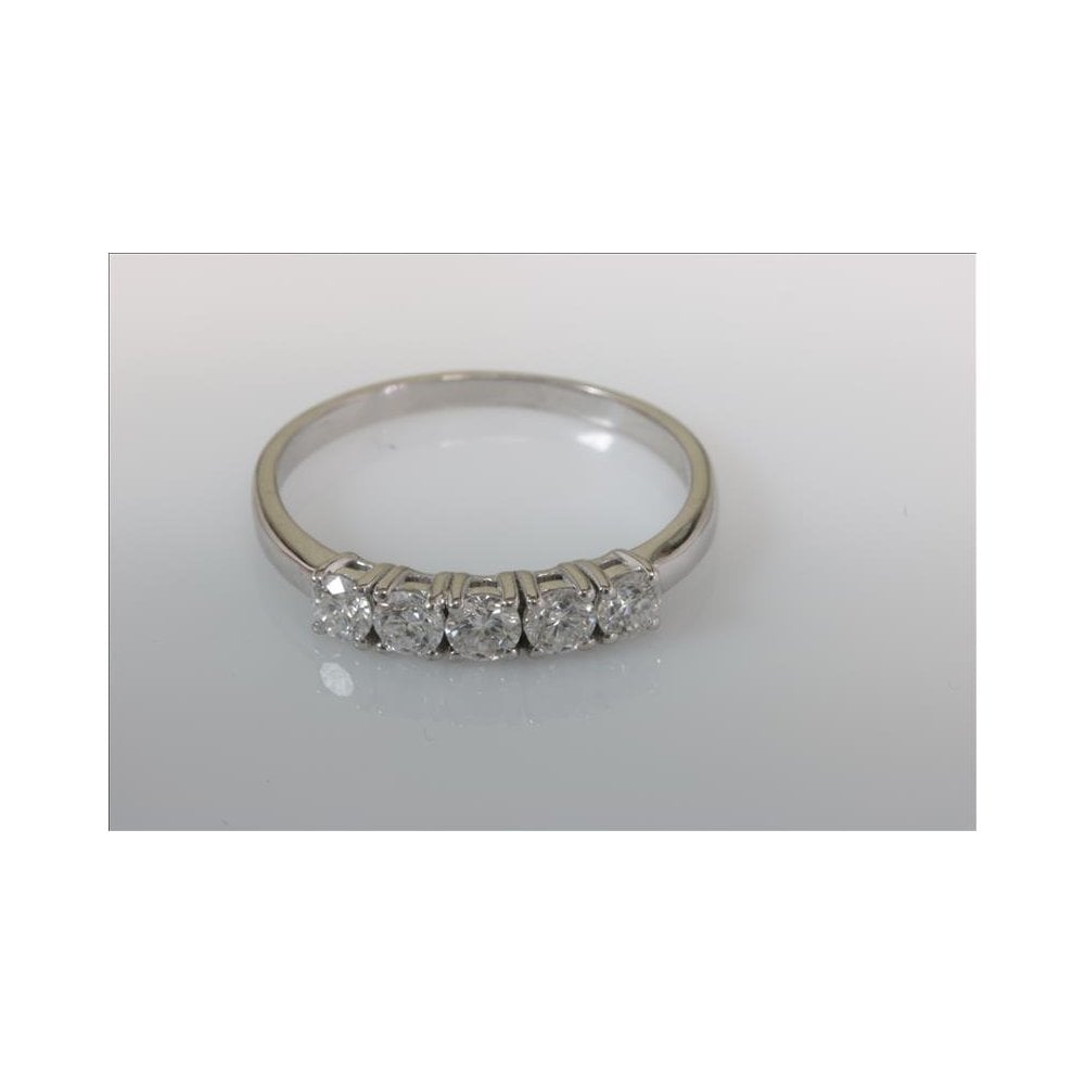 18ct White Gold Five Stone Diamond Ring 0.75ct
