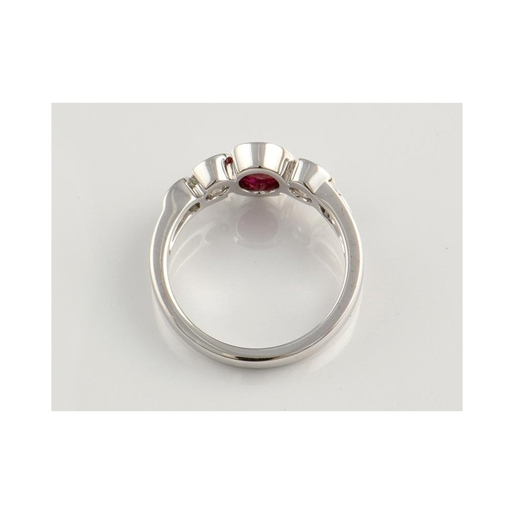 9ct White Gold Ruby 1.04ct And Diamond 0.43ct Three Stone Ring