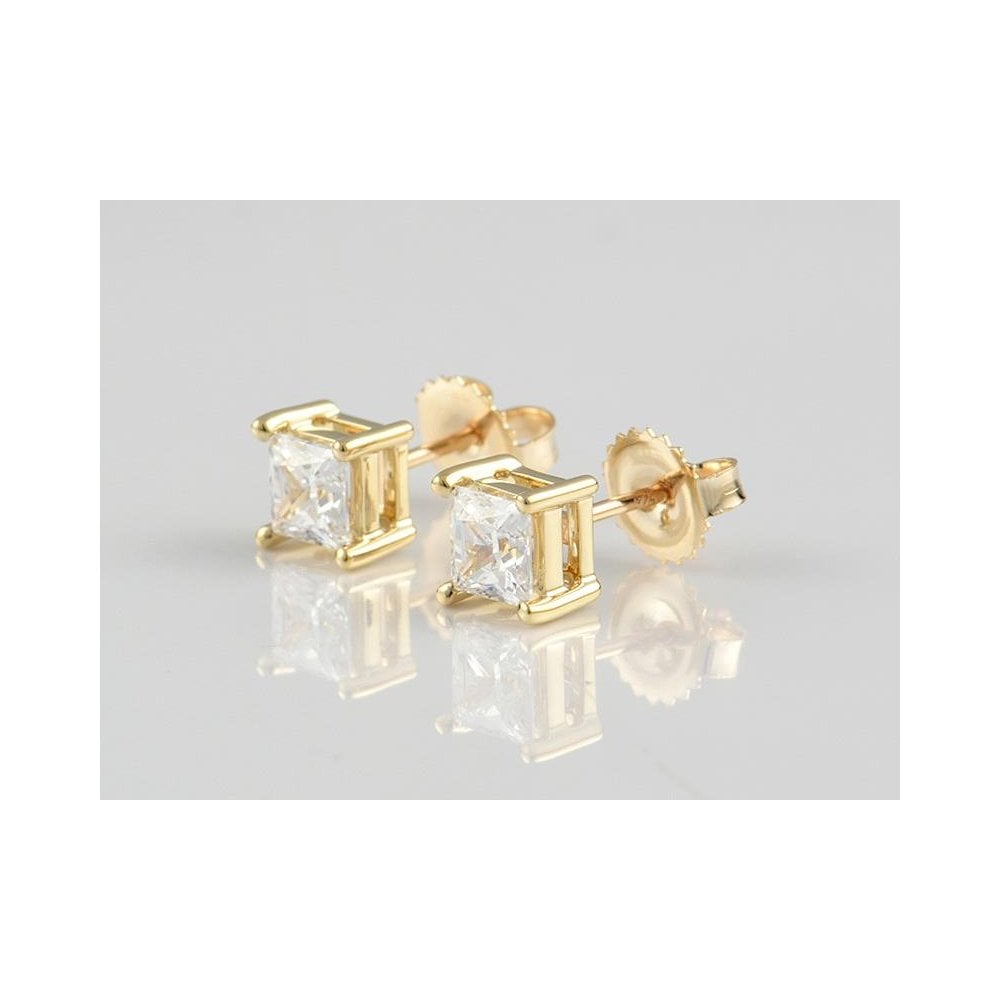 9ct Yellow Gold Cubic Zirconia Stud Earrings 2.30ct