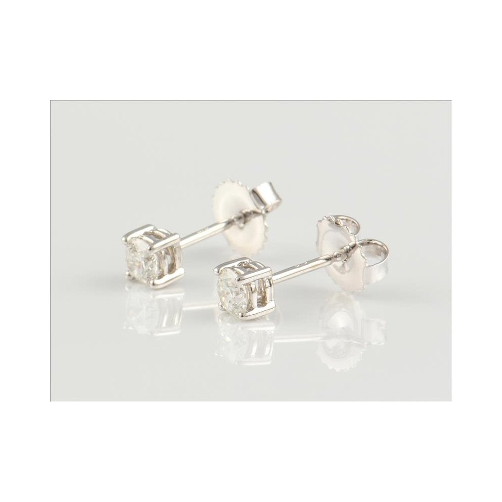 9ct White Gold Artisan Diamond Stud Earrings 0.50ct