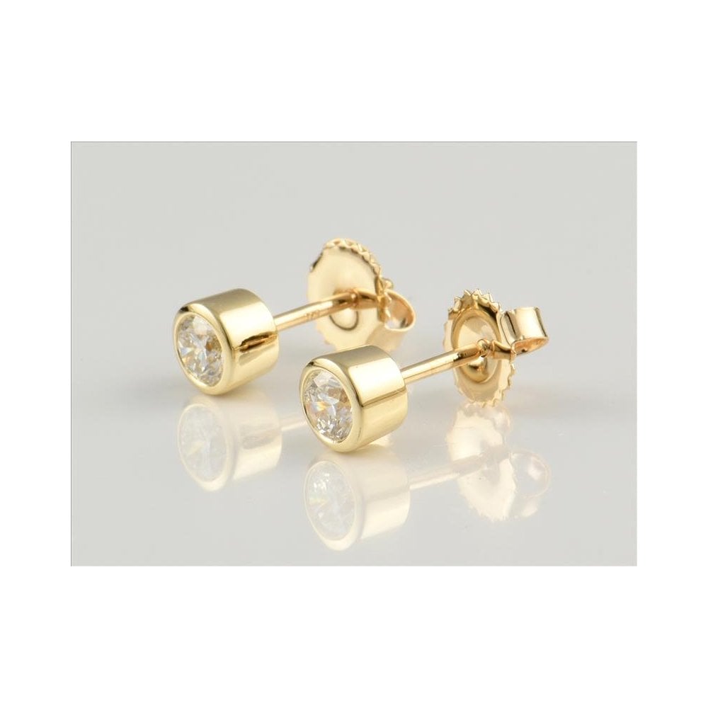 9ct Yellow Gold Artisan Diamond Stud Earrings 0.69ct