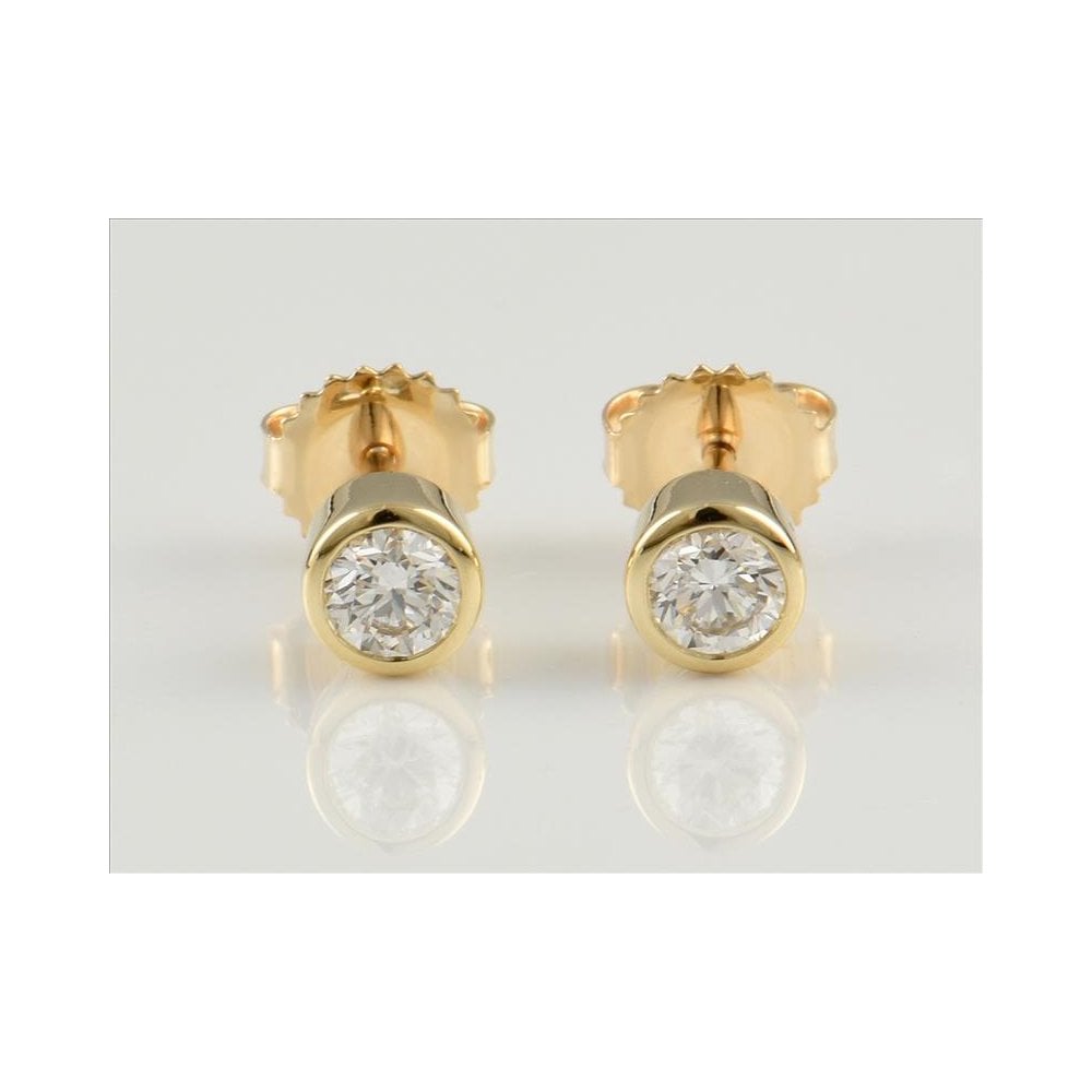 9ct Yellow Gold Artisan Diamond Stud Earrings 0.69ct