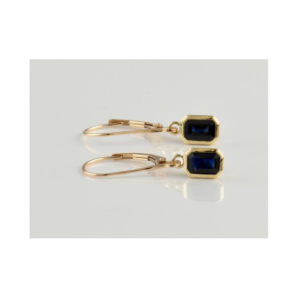 9ct Yellow Gold Sapphire Drop Earrings 1.48ct