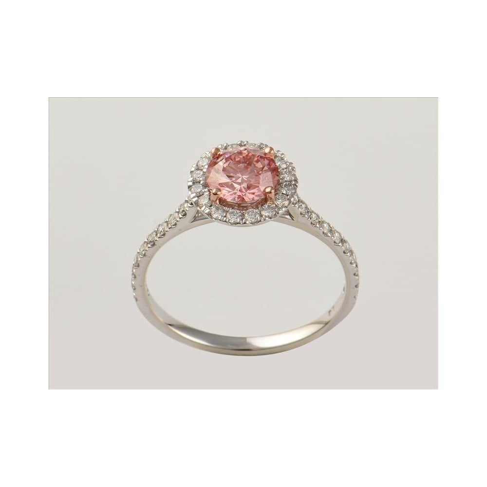 9ct White And Rose Gold IGI Certificated Artisan Diamond Cluster Ring With Diamond Set Shoulders 1.37ct