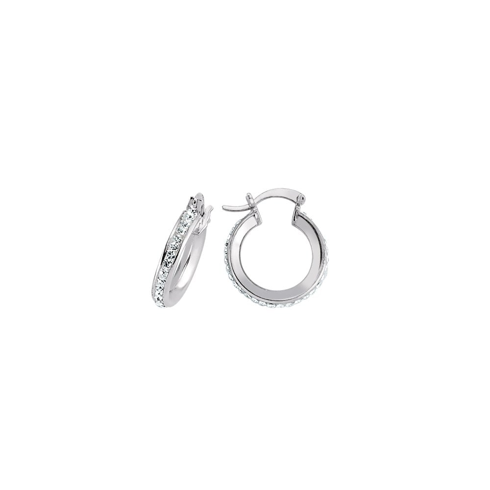 925 Sterling Silver CZ Hoop Earrings 8MM