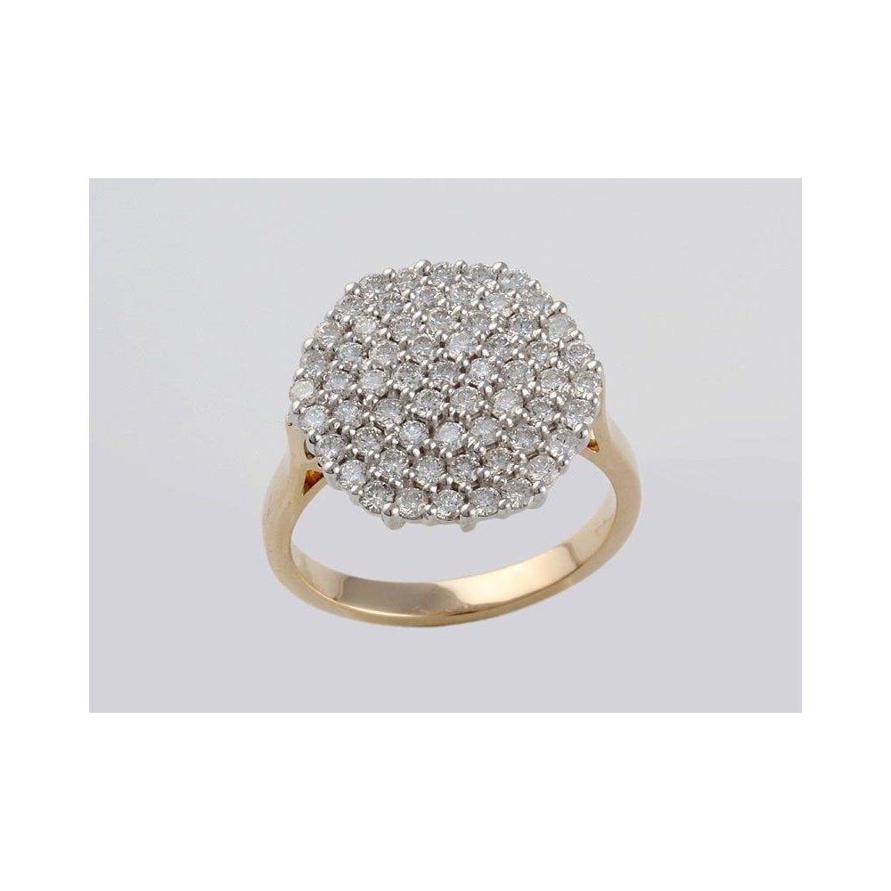 9ct Yellow And White Gold Diamond Cluster Ring 1.17ct