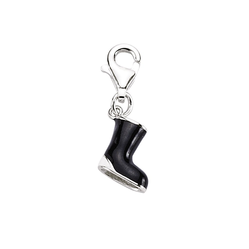 925 Sterling Silver Black Enamel Ugg Boot Charm