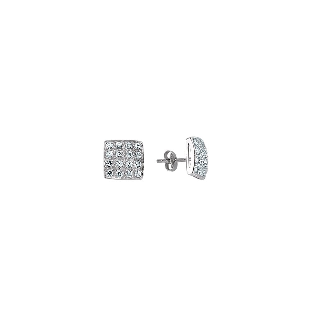 925 Sterling Silver CZ Square Studs