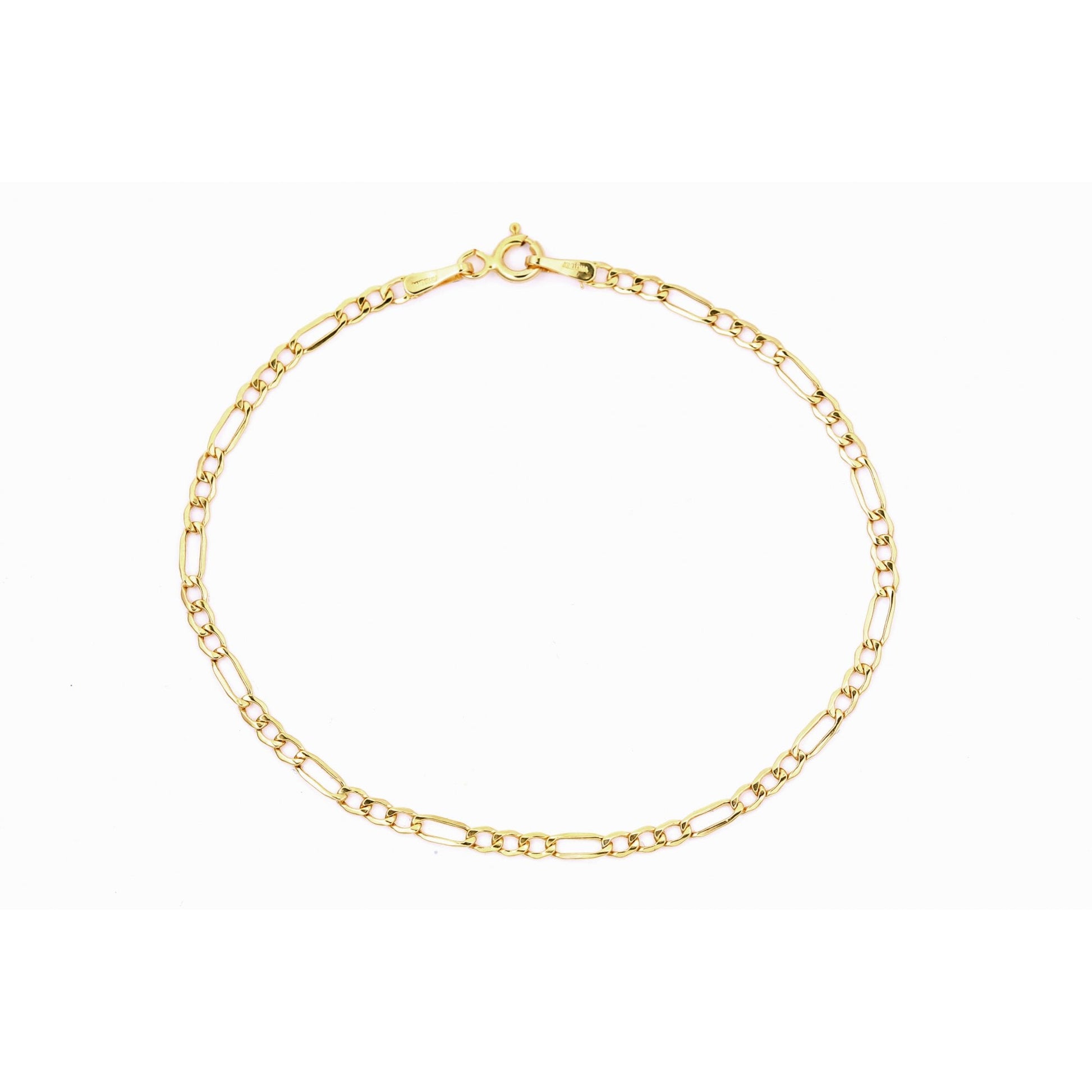 9ct Yellow Gold Figaro Hollow Bracelet of Weight 0.9gr and 7.5 Inch Length By SPARKLD