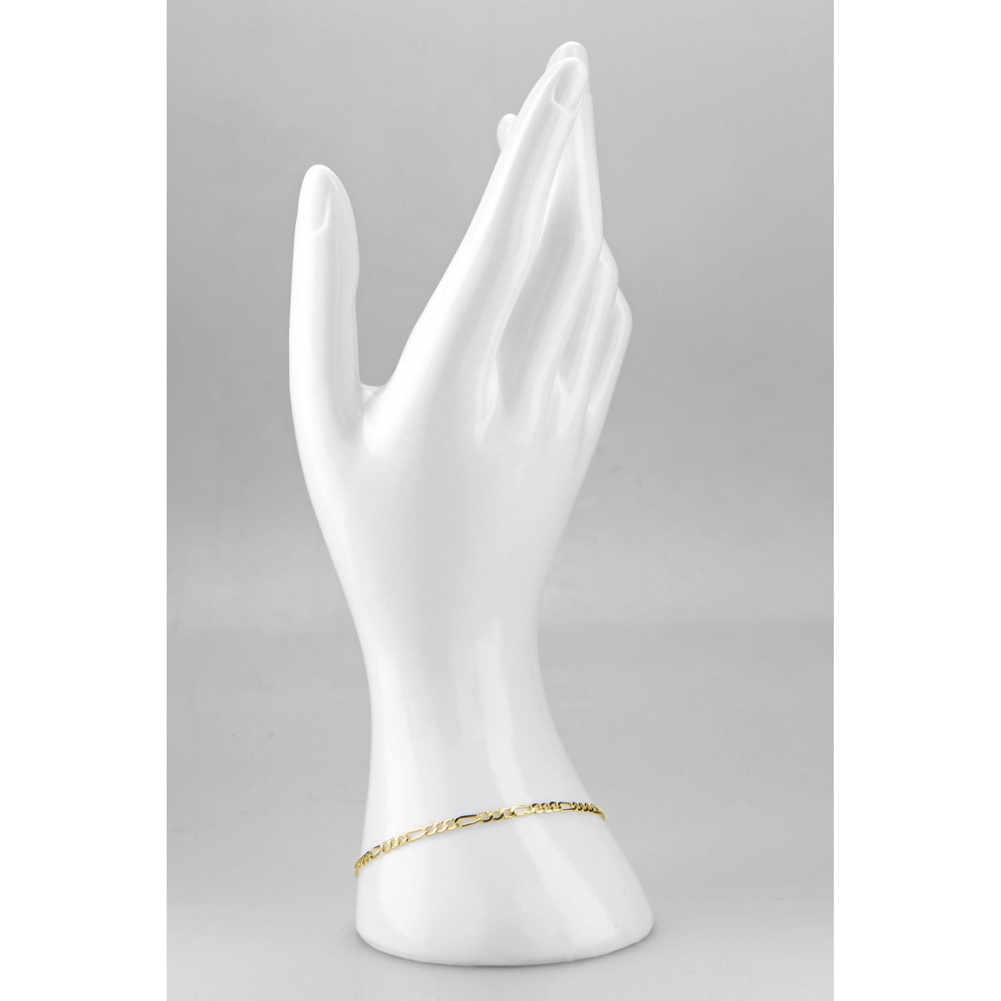 9ct Yellow Gold Figaro Hollow Bracelet of Weight 0.9gr and 7.5 Inch Length By SPARKLD