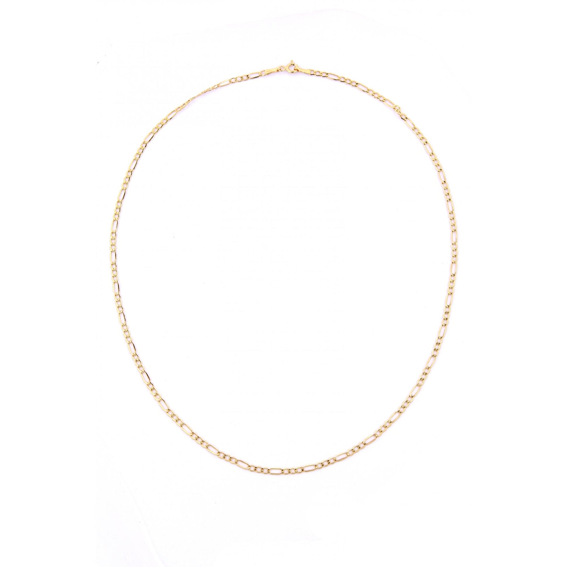 14ct Yellow Gold Figaro Hollow Chain Weight of 2gr and 18 Inch Length By SPARKLD