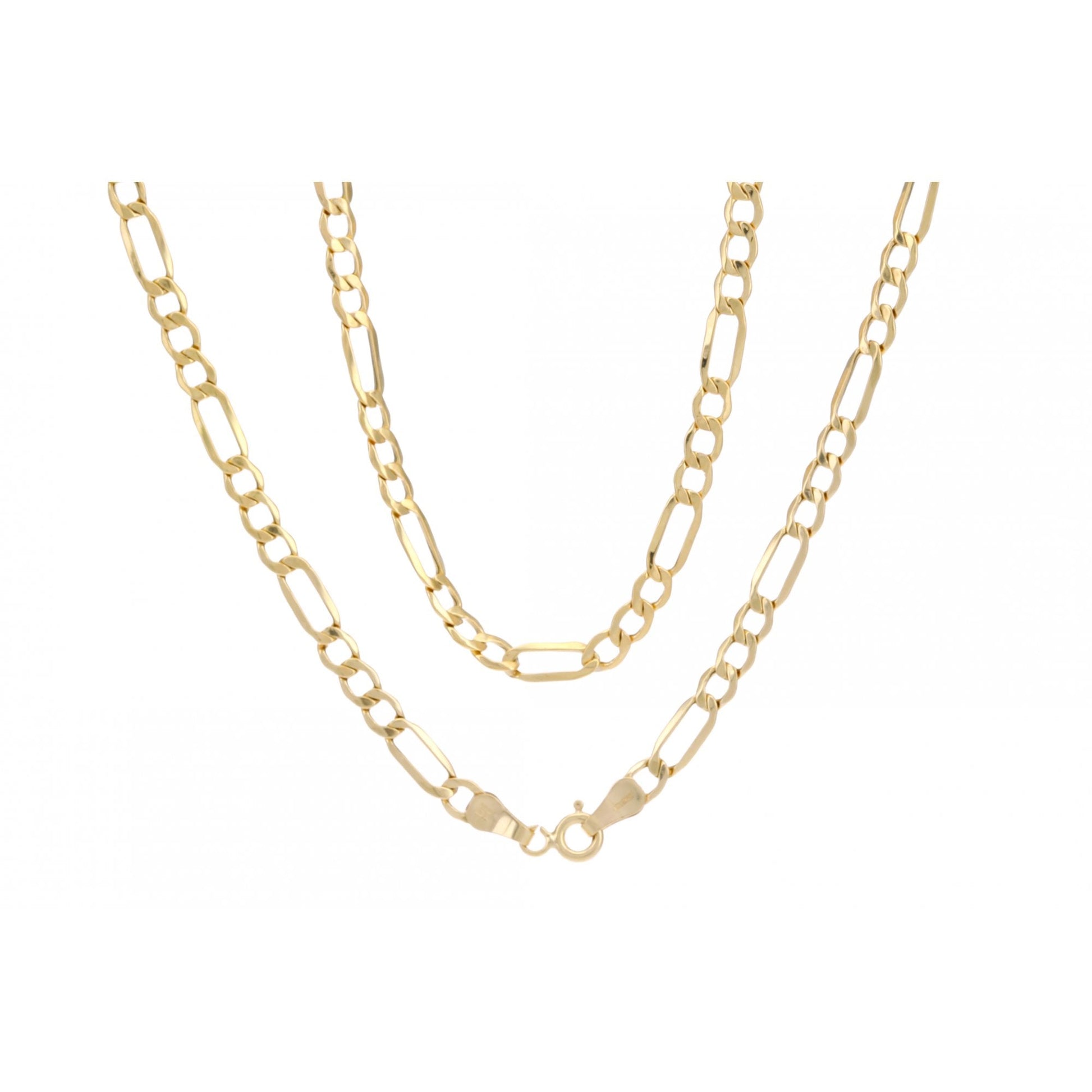9ct Yellow Gold Figaro Hollow Chain Weight of 4.1gr and 24 Inch Length By SPARKLD