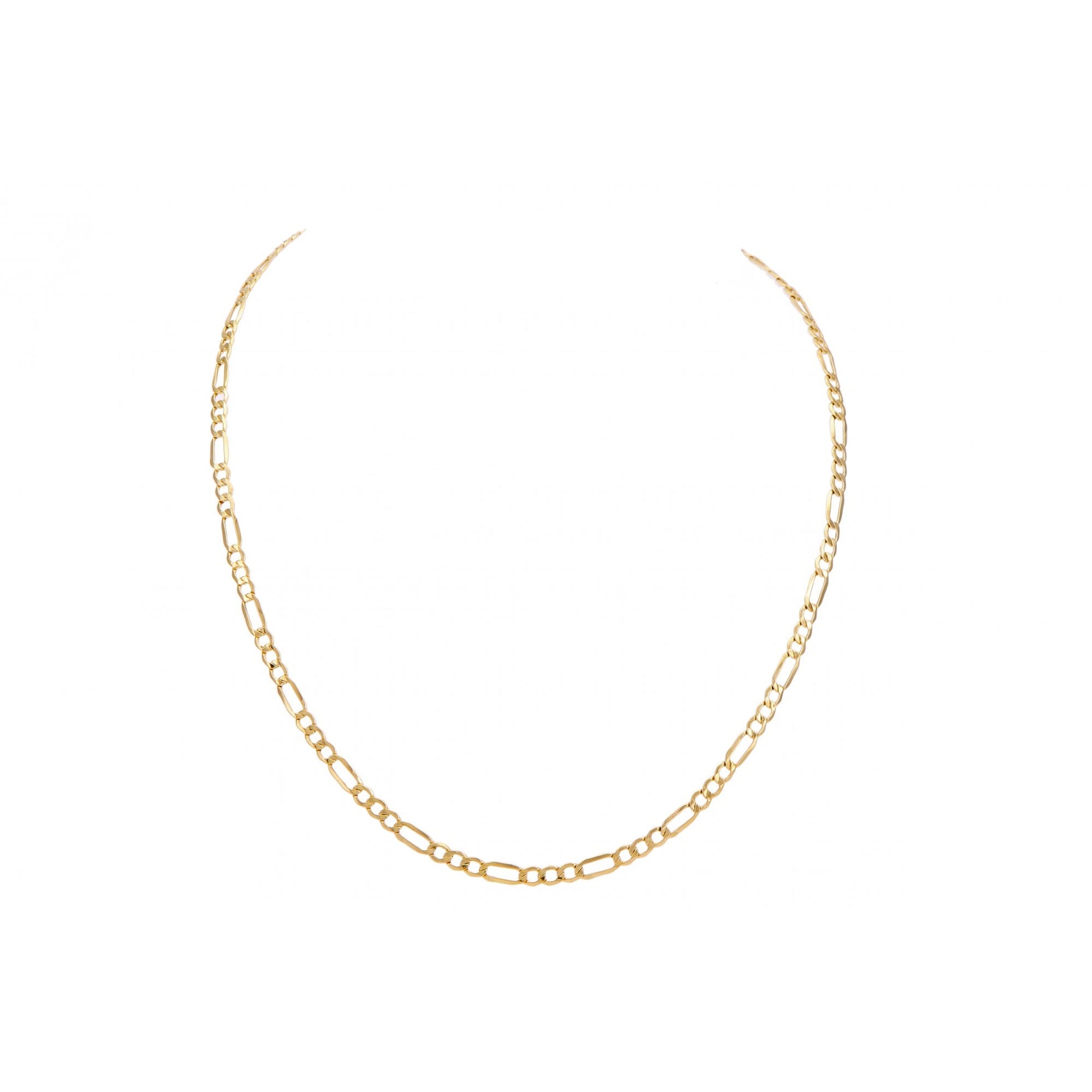 9ct Yellow Gold Figaro Hollow Chain Weight of 4.1gr and 24 Inch Length By SPARKLD