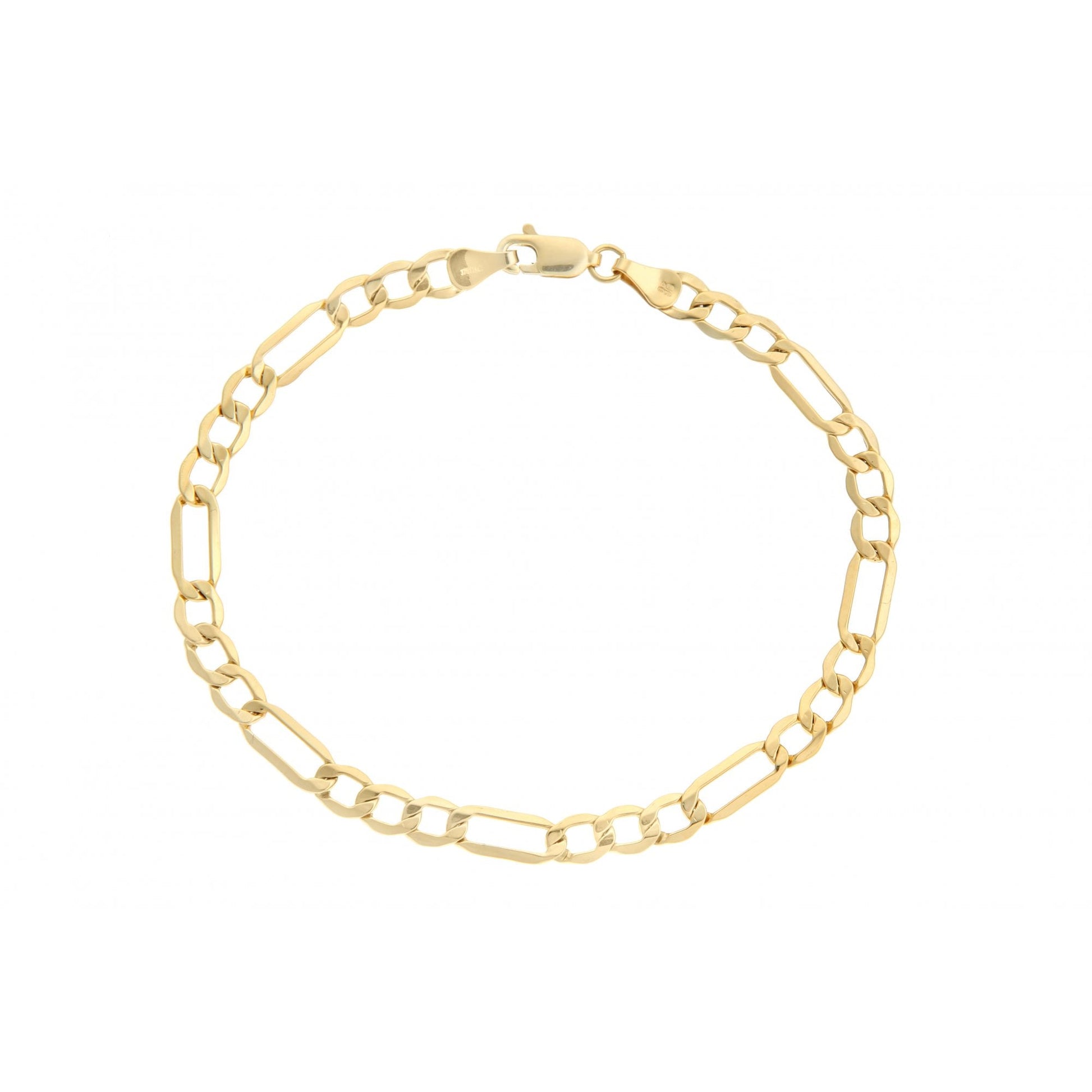 9ct Yellow Gold Figaro Hollow Bracelet of Weight 2.5gr and 7.5 Inch Length By SPARKLD