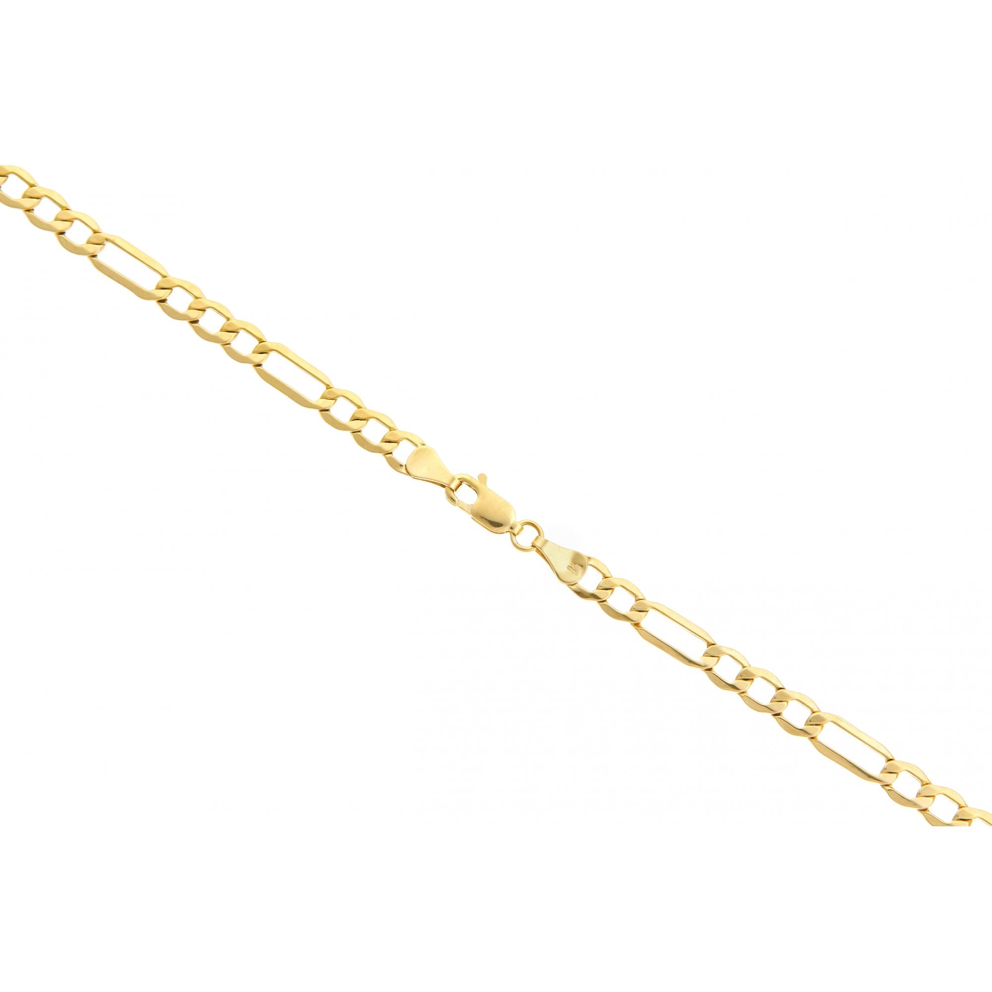 9ct Yellow Gold Figaro Hollow Bracelet of Weight 2.5gr and 7.5 Inch Length By SPARKLD