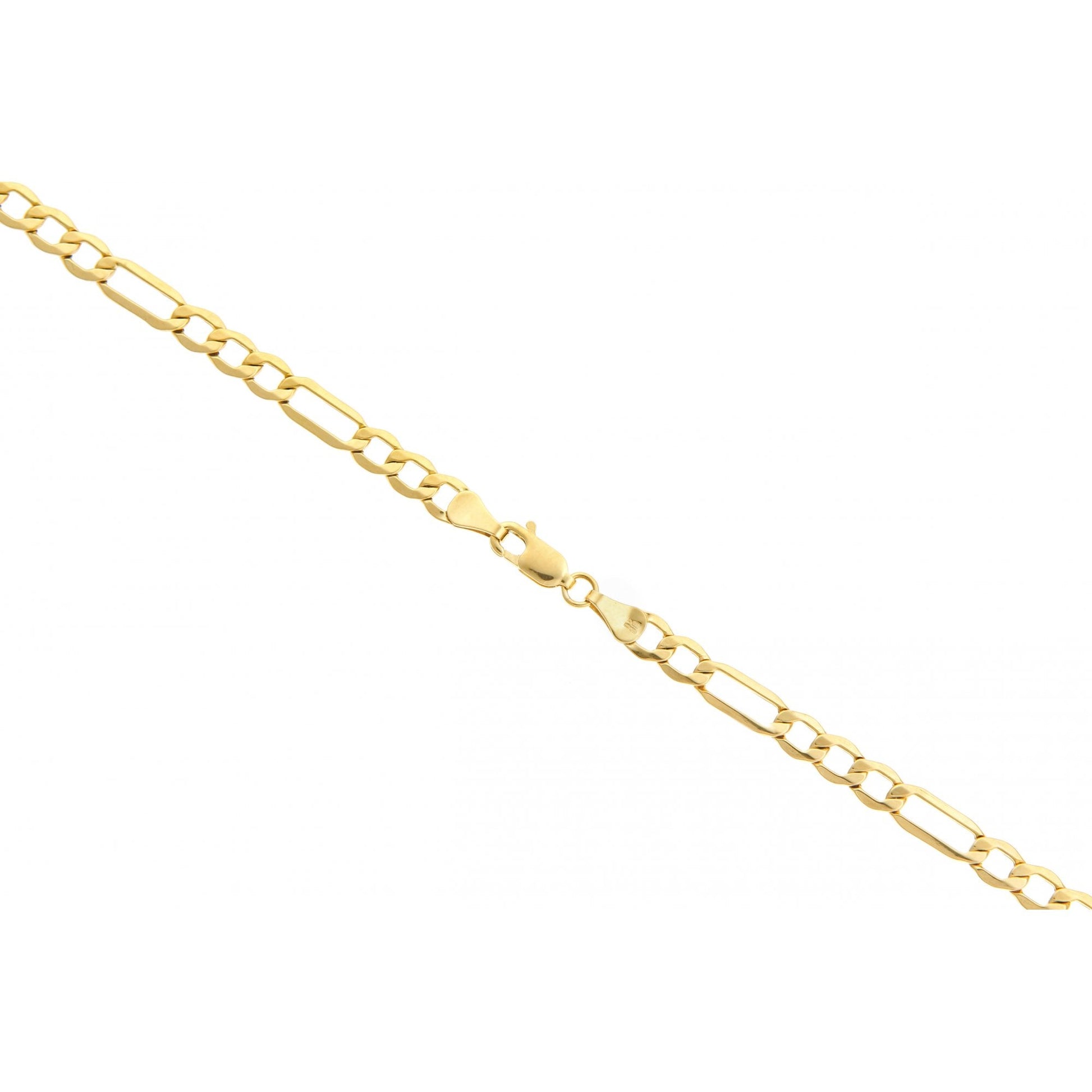 9ct Yellow Gold Figaro Hollow Bracelet of Weight 2.5gr and 7.5 Inch Length By SPARKLD