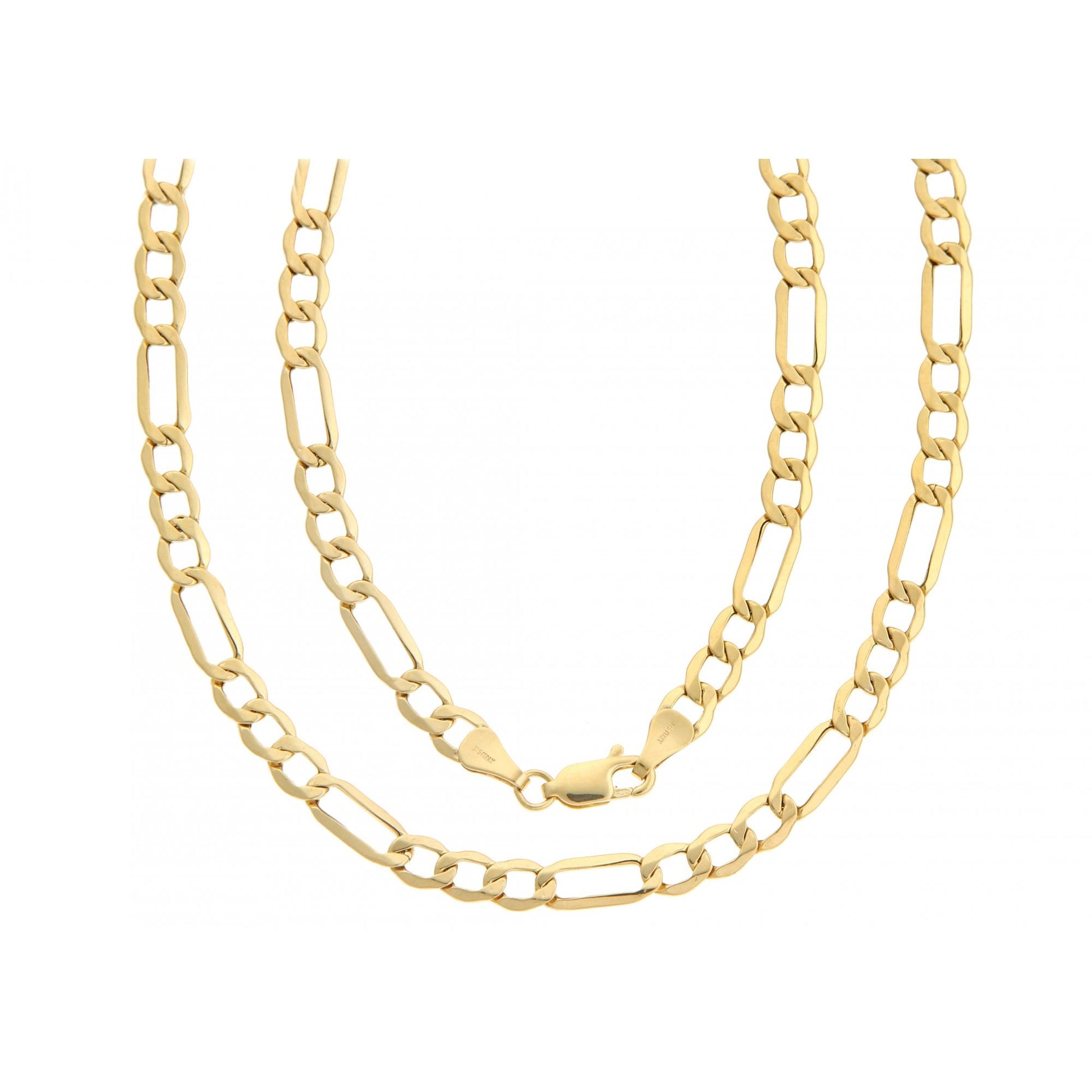 9ct Yellow Gold Figaro Hollow Bracelet of Weight 2.5gr and 7.5 Inch Length By SPARKLD