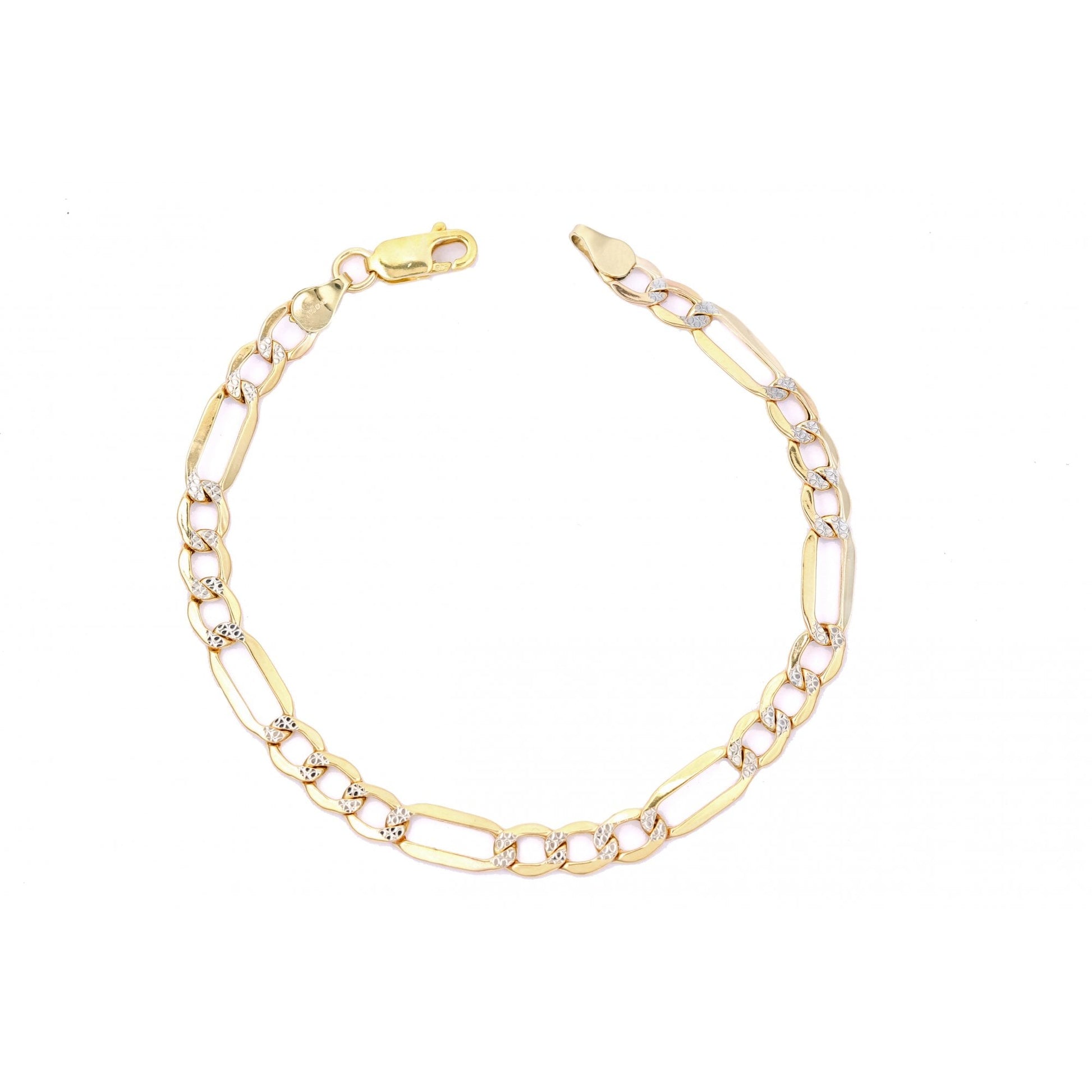 9ct Yellow Gold Figaro Hollow Bracelet of Weight 3.2gr and 7.5 Inch Length By SPARKLD