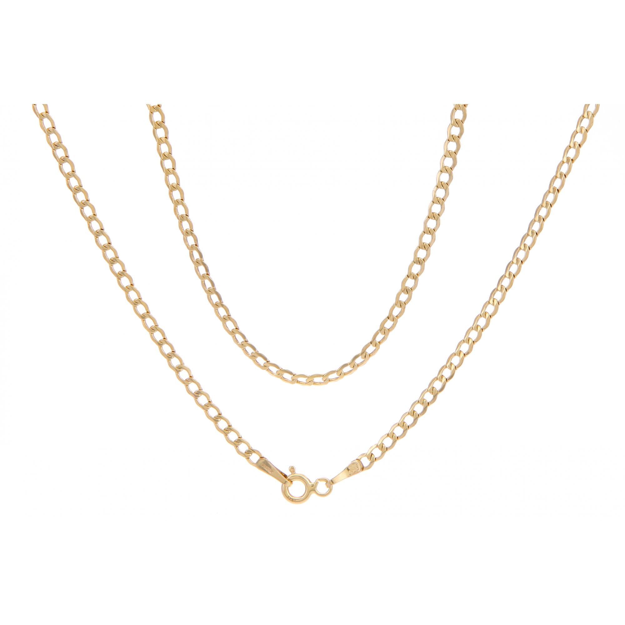 9ct Yellow Gold Hollow Curb Chain Weight of 2.25gr and 20 Inch Length By SPARKLD