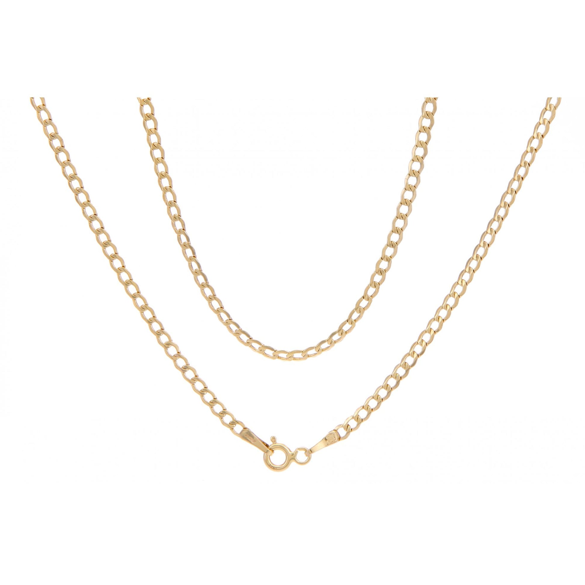 9ct Yellow Gold Hollow Curb Chain Weight of 2.25gr and 20 Inch Length By SPARKLD
