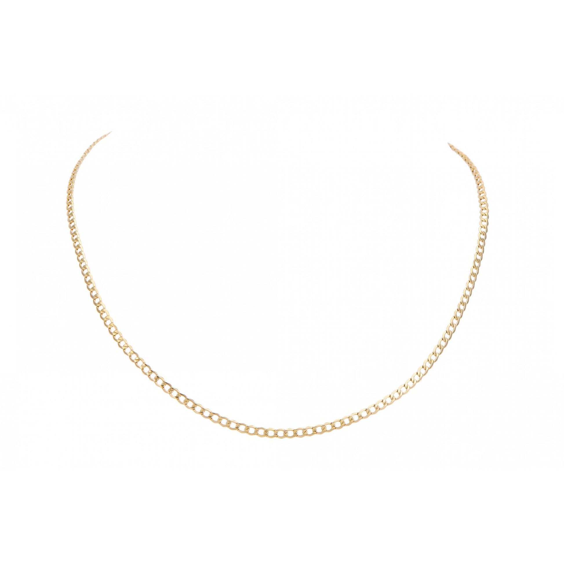 9ct Yellow Gold Hollow Curb Chain Weight of 2.25gr and 20 Inch Length By SPARKLD