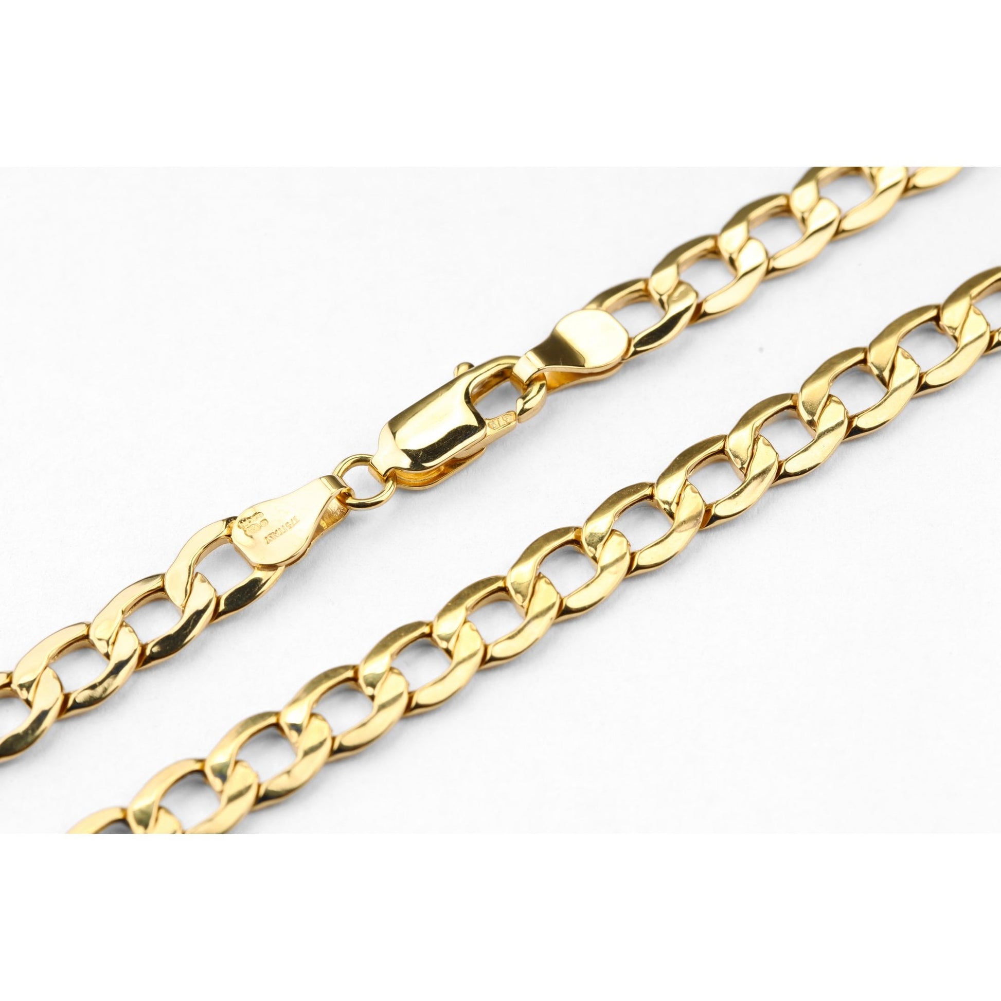 9ct Yellow Gold Hollow Curb Chain Weight of 8.3gr and 24 Inch Length By SPARKLD