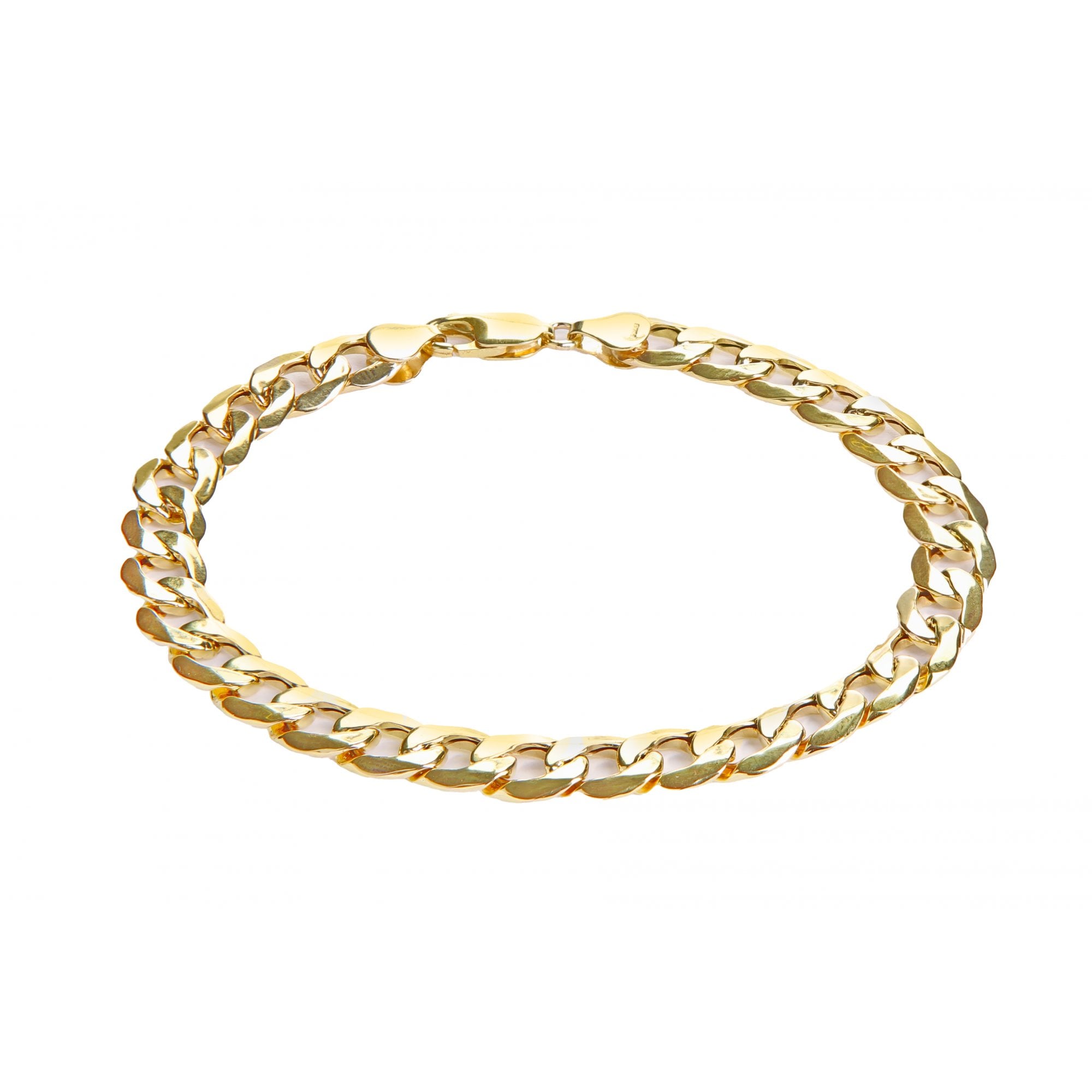 9ct Yellow Gold Hollow Curb Bracelet Weight of 6.6gr and 8.5 Inch Length By SPARKLD
