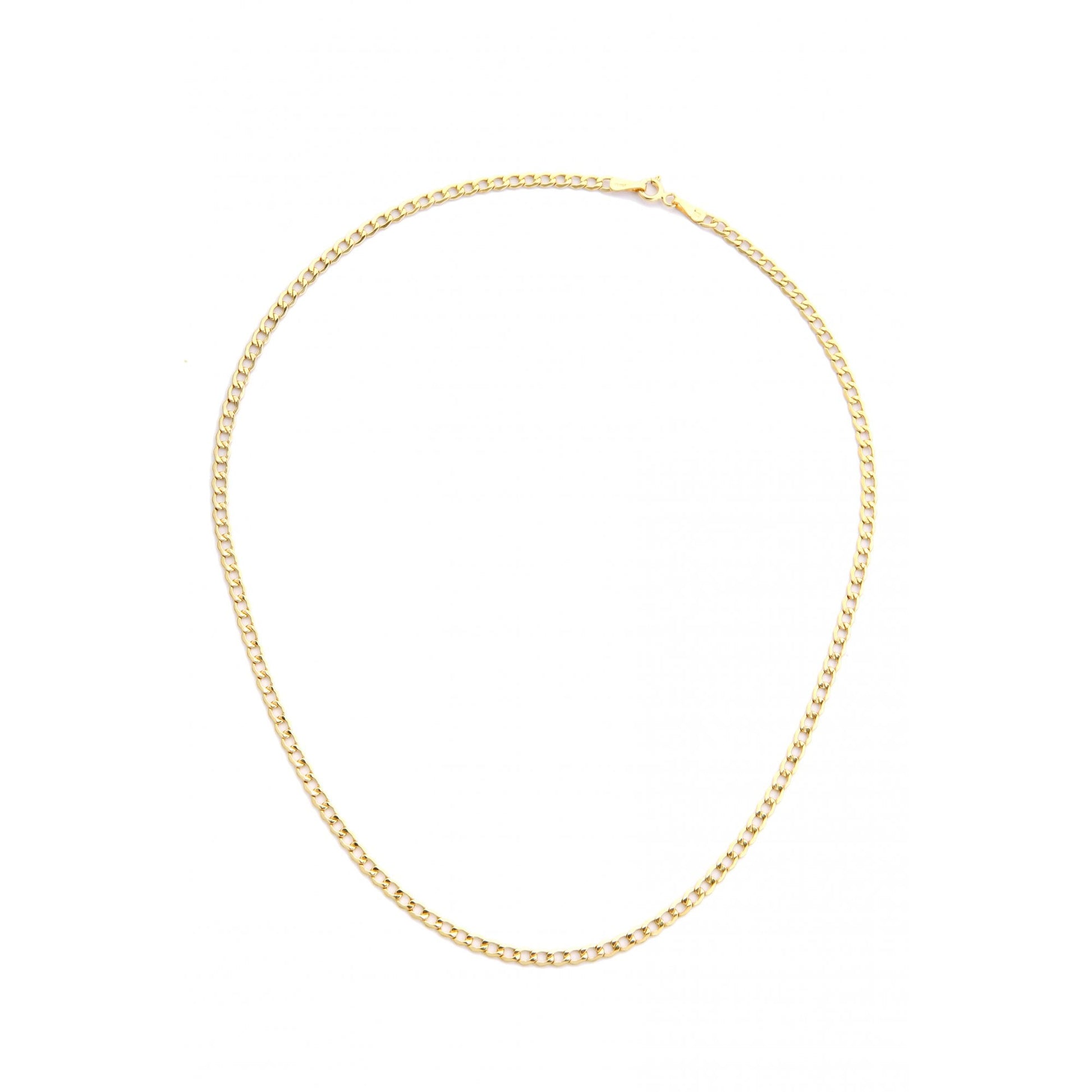 9ct Yellow Gold Hollow Curb Chain of Weight 2.8gr and 20 Inch Length By SPARKLD