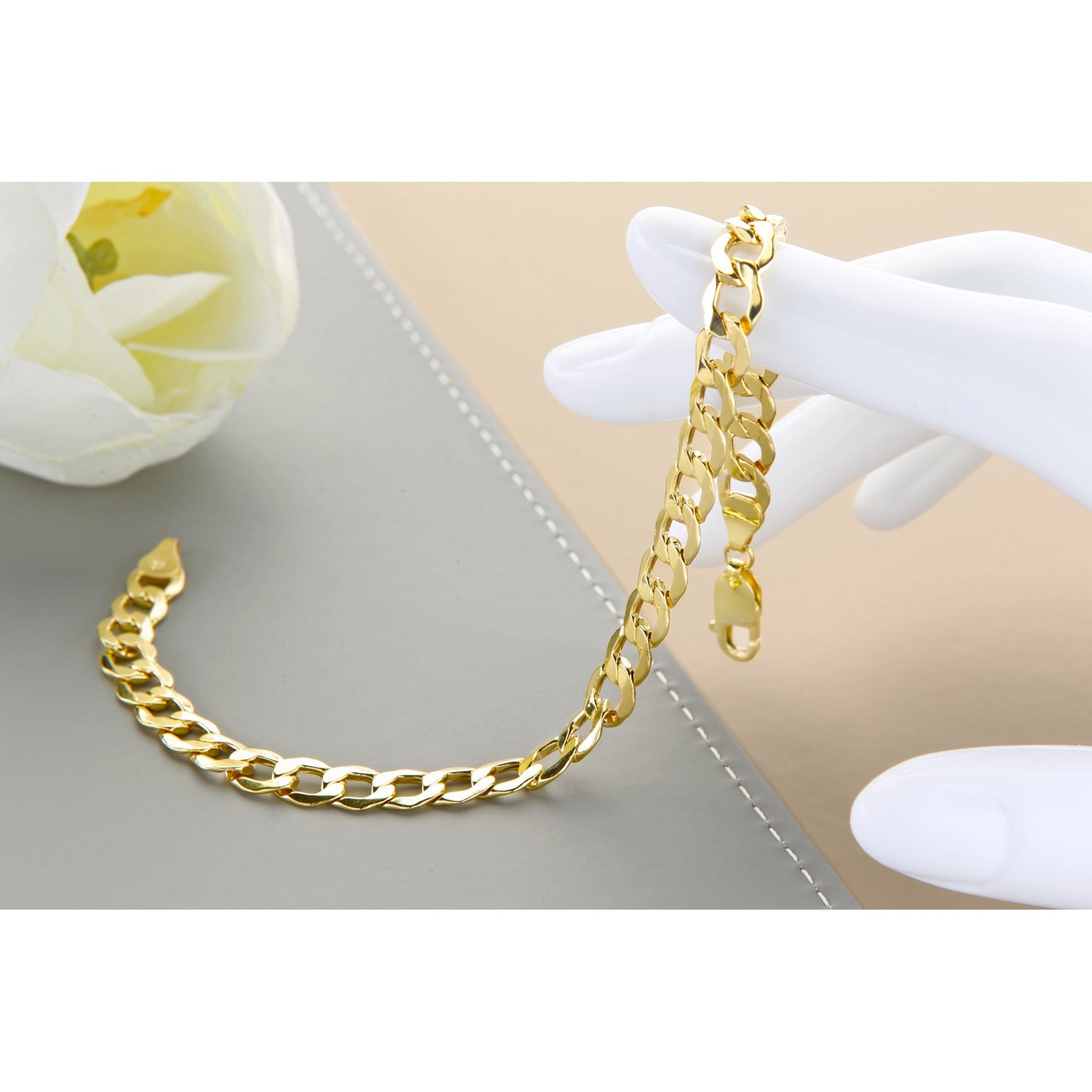 9ct Yellow Gold Hollow Curb Bracelet of Weight 5.3gr and 8.5 Inch Length By SPARKLD