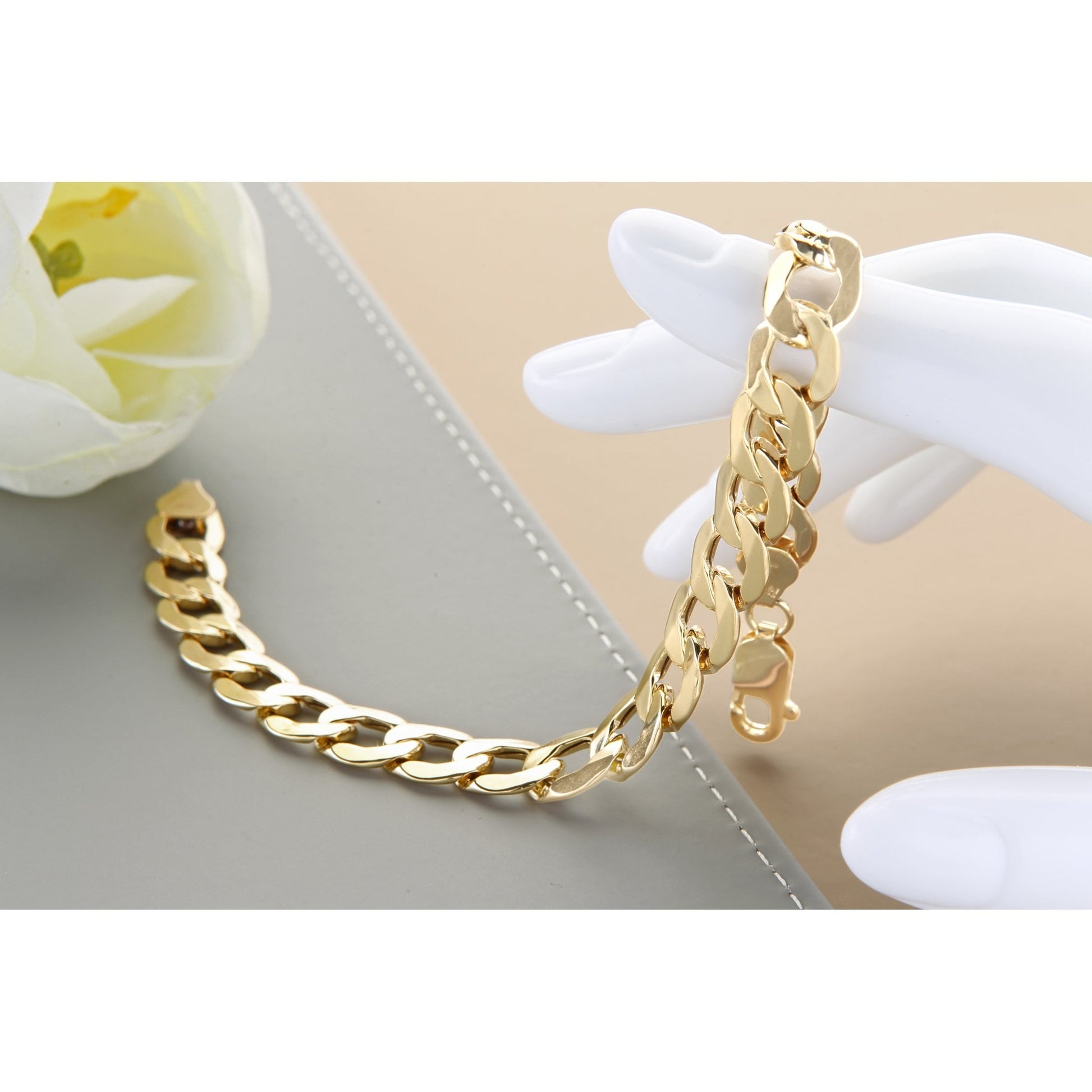9ct Yellow Gold Hollow Curb Bracelet of Weight9.5gr and 8.5 Inch Length By SPARKLD