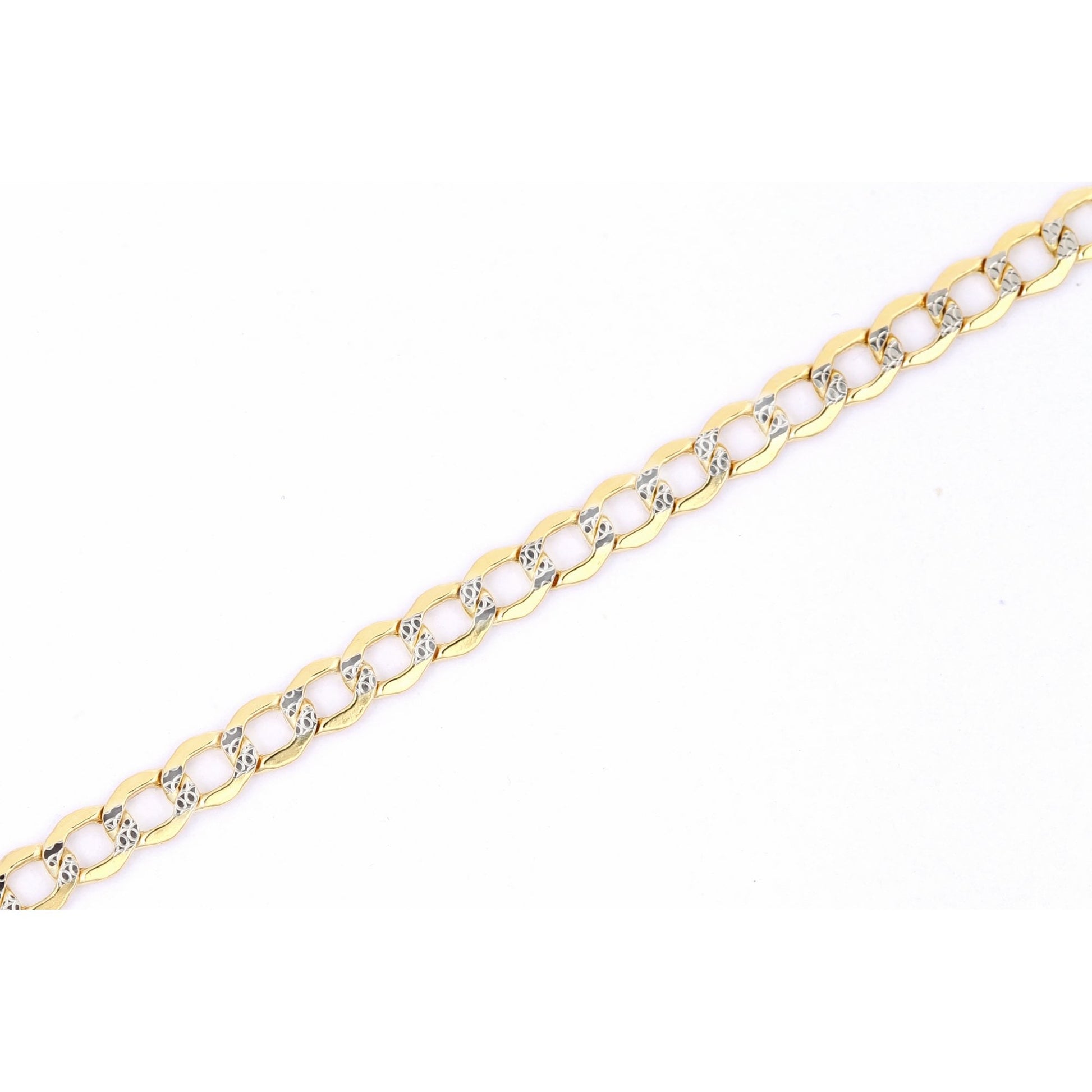 14ct Yellow and White Gold Hollow Curb Bracelet Weight of 2.3gr and 7.5 Inch Length By SPARKLD