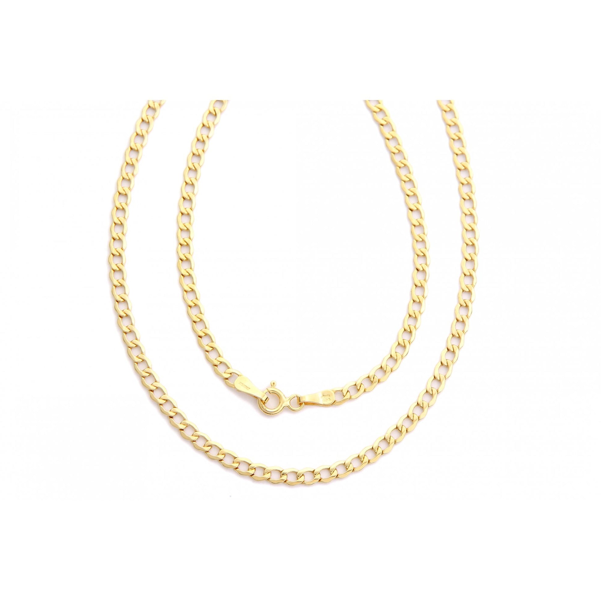 14ct Yellow Gold Hollow Curb Chain Weight of 3gr and 18 Inch Length By SPARKLD