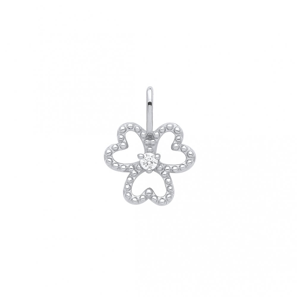 925 Sterling Silver CZ 3 Leaf Clover Pendant