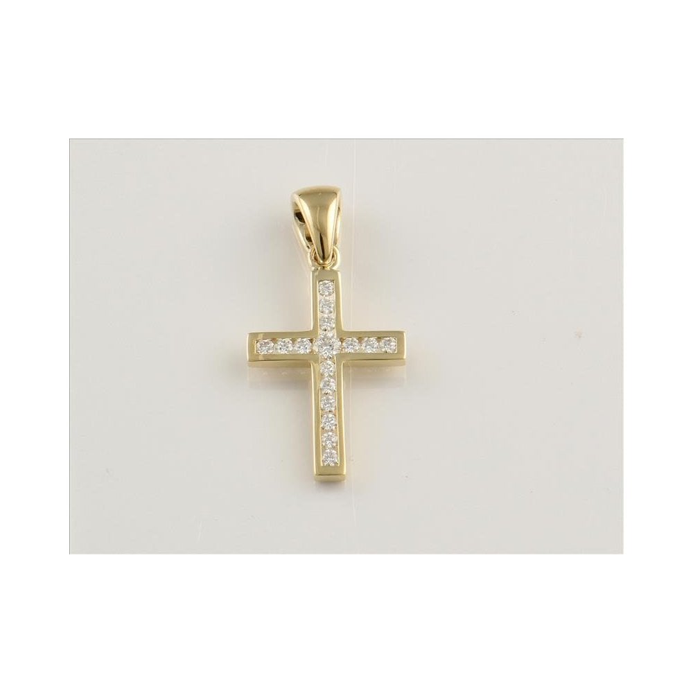 9ct Yellow Gold Channel Set Diamond Cross 0.16ct
