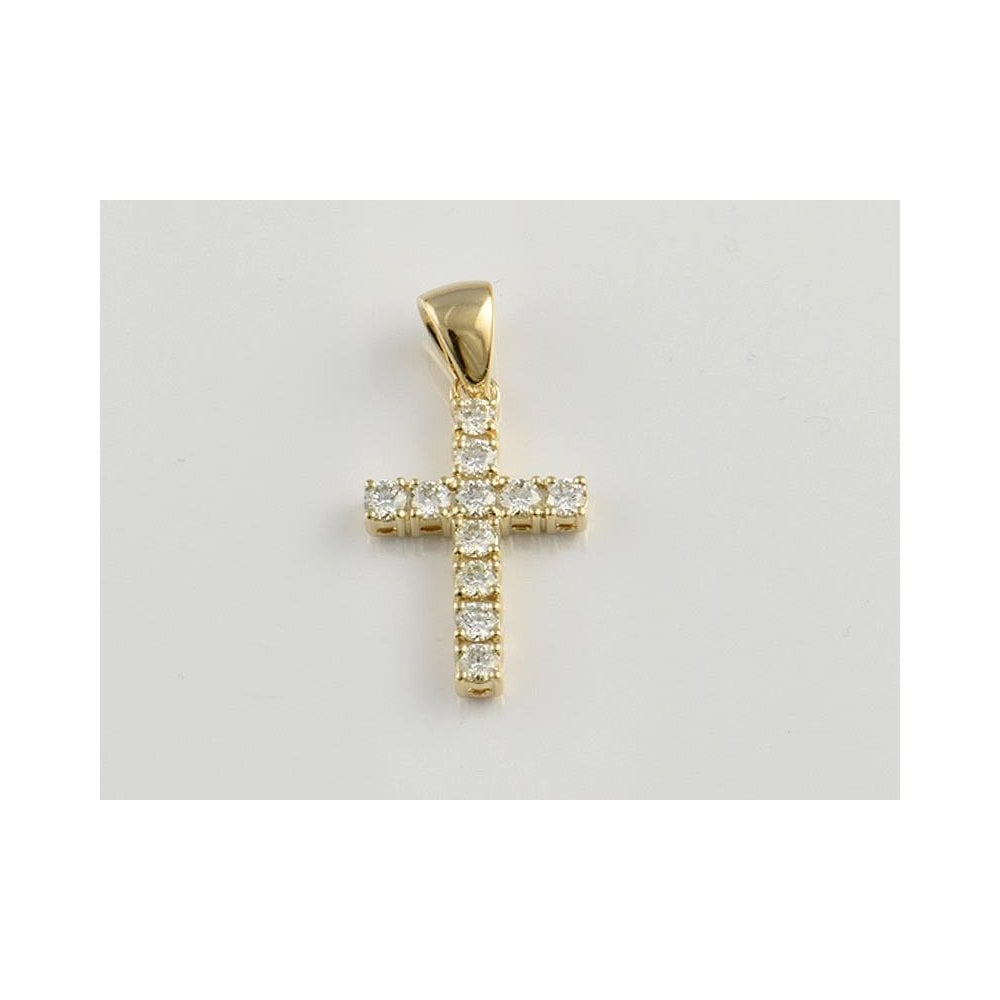 9ct Yellow Gold Diamond Set Cross 0.50ct