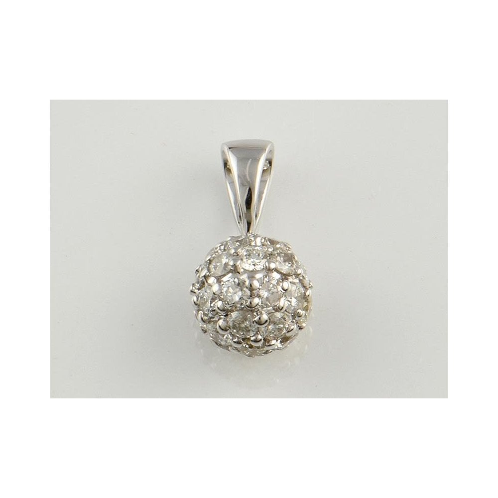 9ct White Gold Diamond Set Ball Pendant 0.76ct
