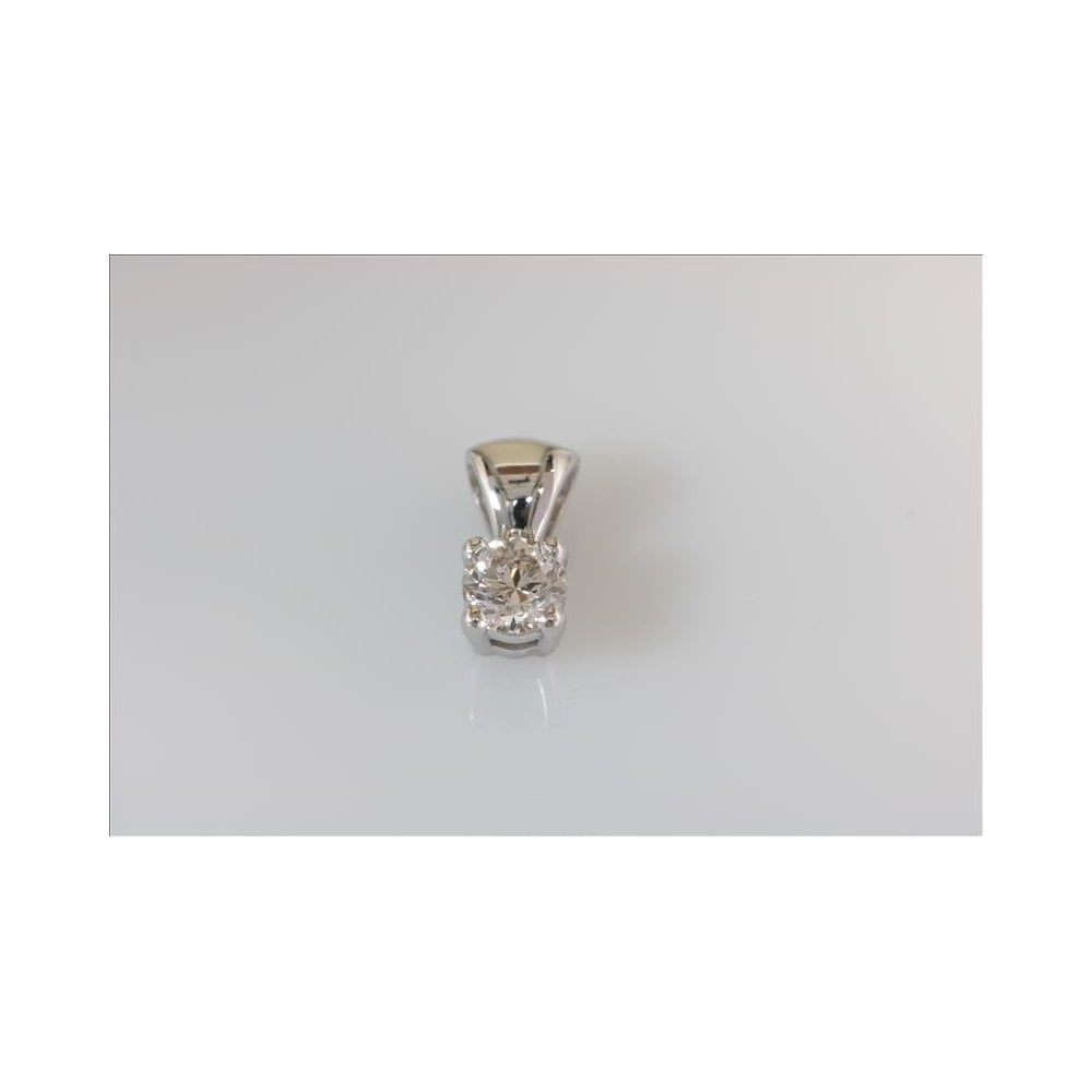 18ct White Gold Certificated Diamond Solitaire Pendant 0.30ct