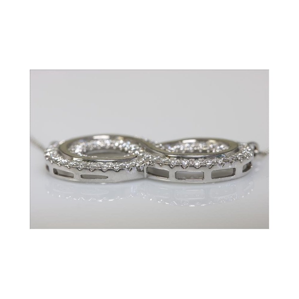 9ct White Gold Artisan Diamond Infinity Pendant 1.02ct With Fitted 9ct White Gold 18inch Curb Chain