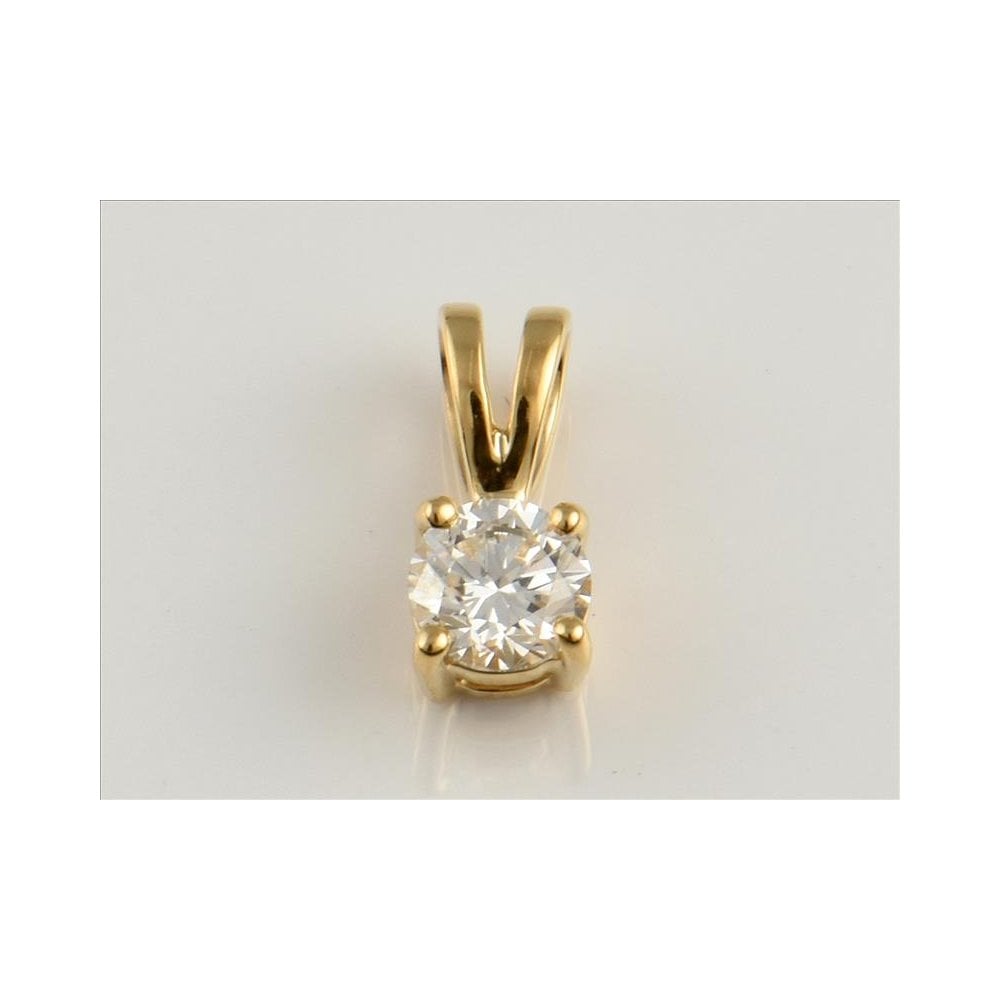 18ct Yellow Gold Certificated Diamond Solitaire Pendant 0.40ct