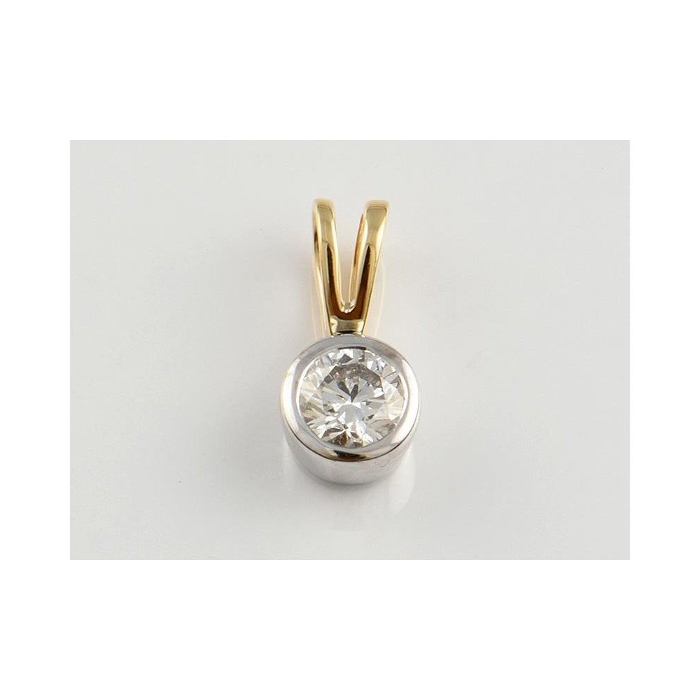 18ct White And Yellow Gold Certificated Diamond Solitaire Pendant