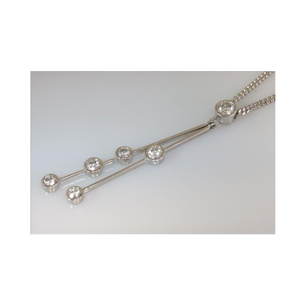 Bespoke 9ct White Gold Diamond Drop Pendant With Fitted Chain