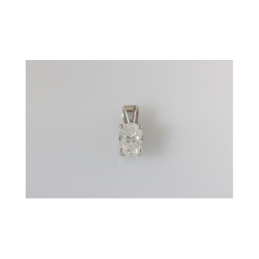 9ct White Gold Certificated Diamond Solitaire Pendant 0.50ct