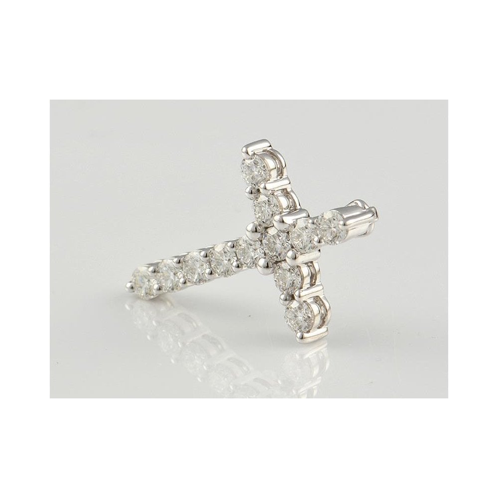 18ct White Gold Diamond Set Cross 1.14ct
